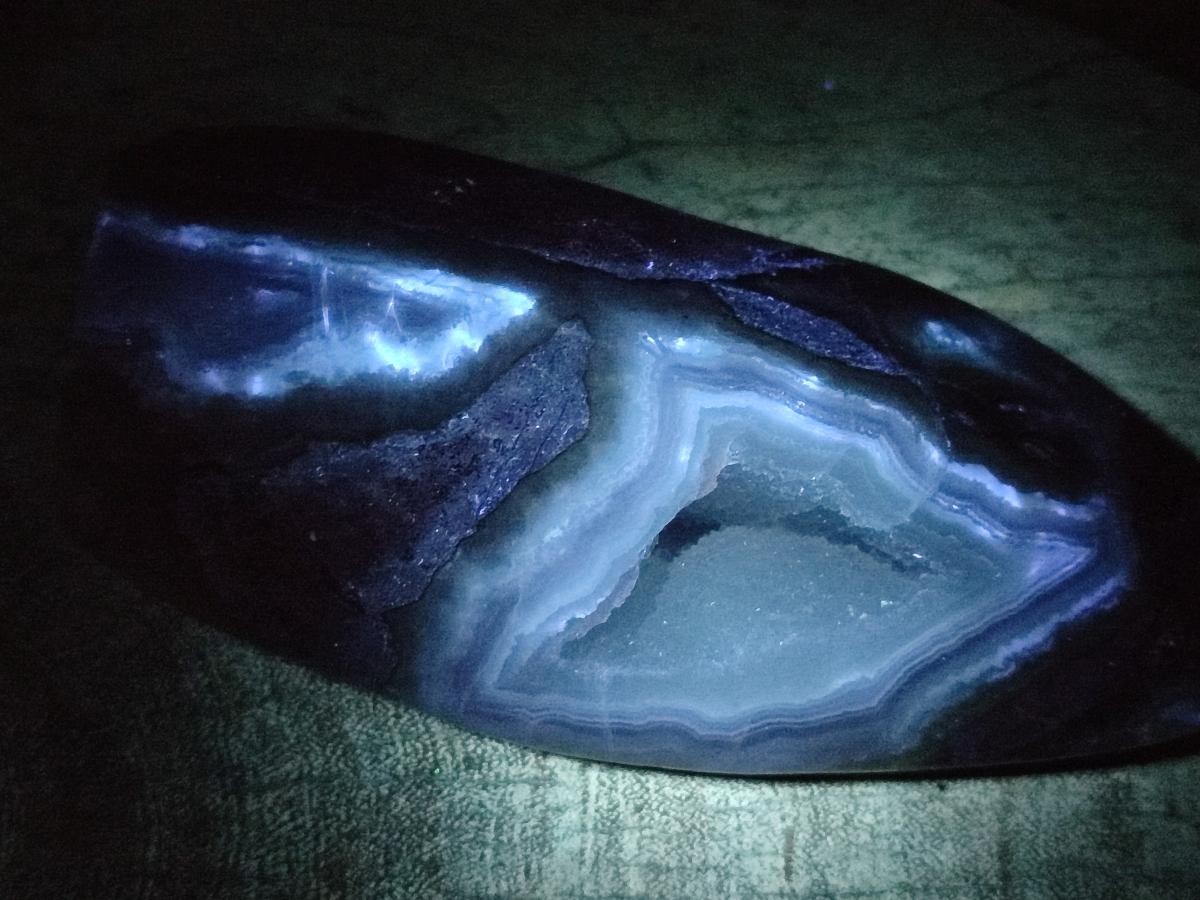 Polished and Natural Blue Lace Agate Standing Display Pieces x 2 From Nsanje, Malawi