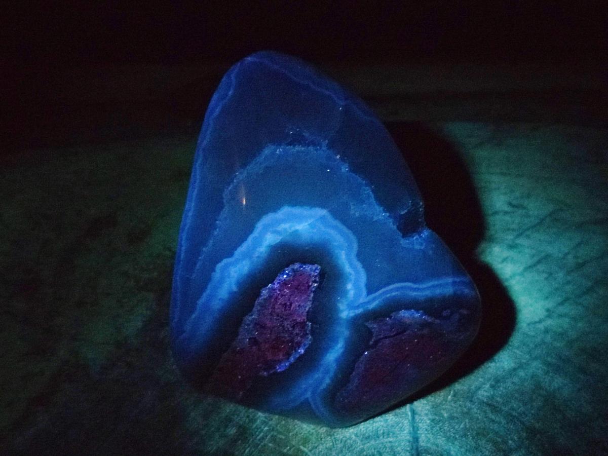 Polished and Natural Blue Lace Agate Standing Display Pieces x 2 From Nsanje, Malawi