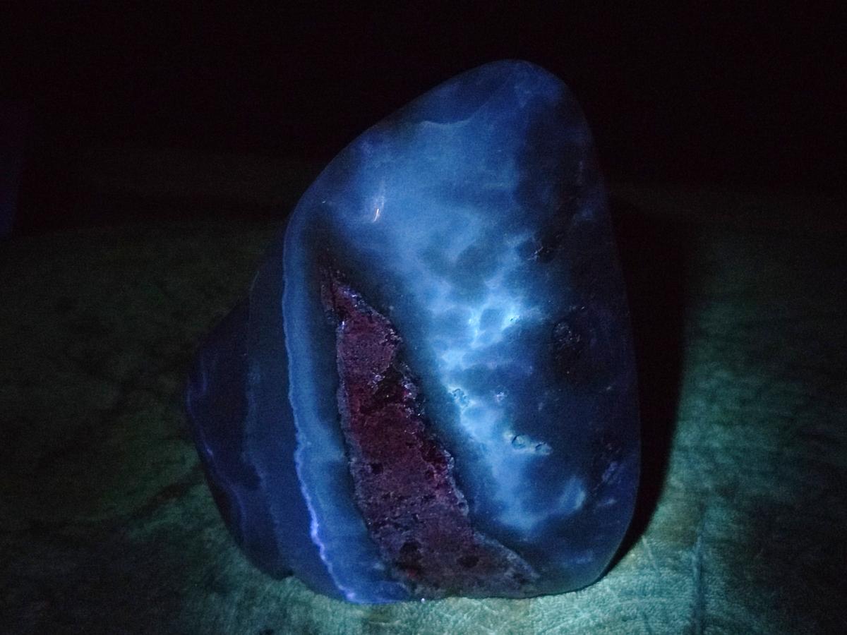 Polished and Natural Blue Lace Agate Standing Display Pieces x 2 From Nsanje, Malawi