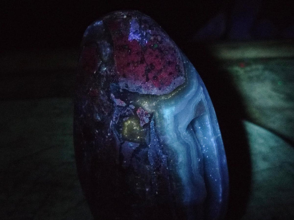 Polished and Natural Blue Lace Agate Standing Display Pieces x 2 From Nsanje, Malawi