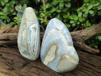 Polished and Natural Blue Lace Agate Standing Display Pieces x 2 From Nsanje, Malawi