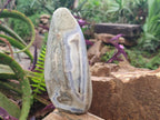 Polished and Natural Blue Lace Agate Standing Display Pieces x 2 From Nsanje, Malawi