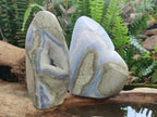 Polished and Natural Blue Lace Agate Standing Display Pieces x 2 From Nsanje, Malawi