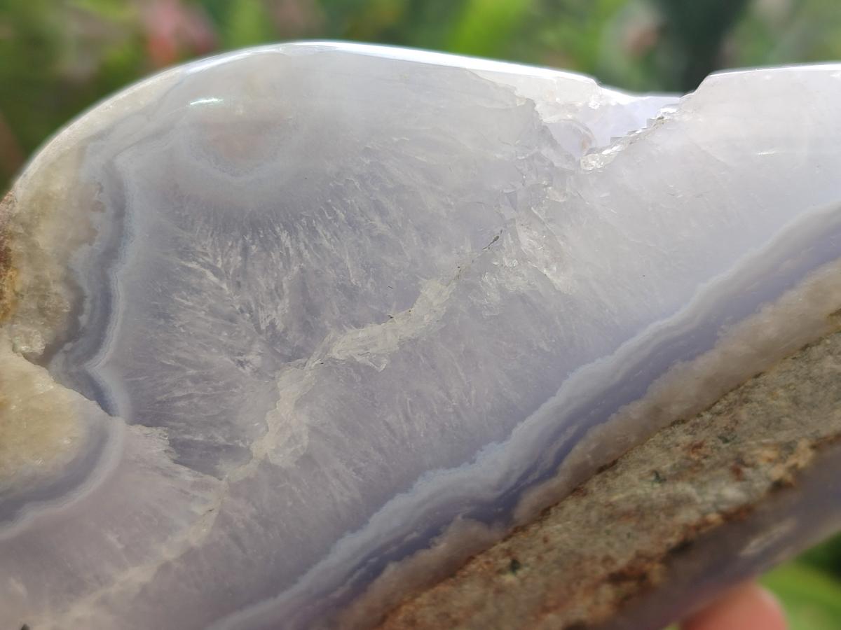 Polished and Natural Blue Lace Agate Standing Display Pieces x 2 From Nsanje, Malawi