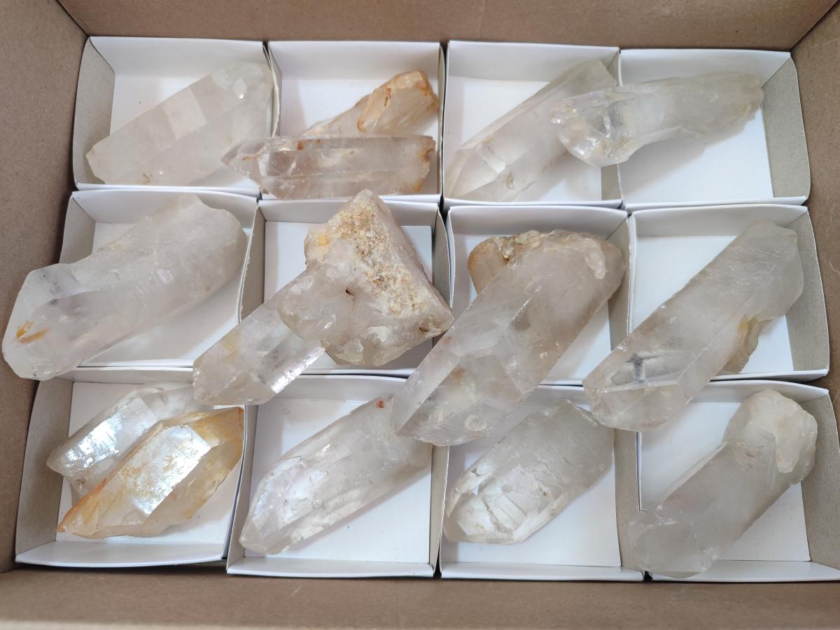 Natural Malagasy Quartz Single Crystals x 14 From Madagascar