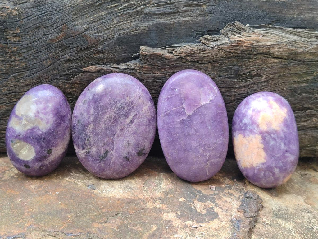 Polished Lepidolite Large Galets x 12 From Zimbabwe