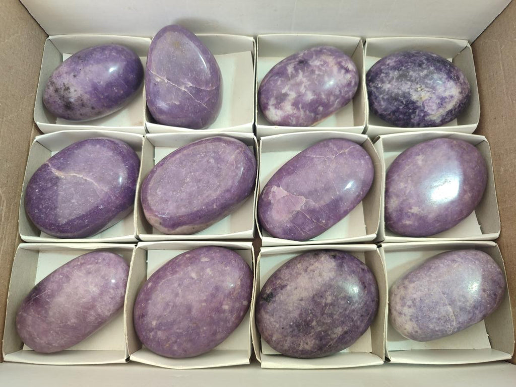 Polished Lepidolite Large Galets x 12 From Zimbabwe
