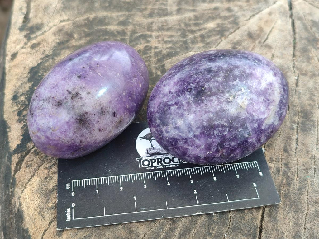 Polished Lepidolite Large Galets x 12 From Zimbabwe