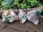 Natural Silky Ball Malachite Specimens with Drusy Quartz on Dolomite Matrix x 3 From Mindingi Mine, Kambove, Congo