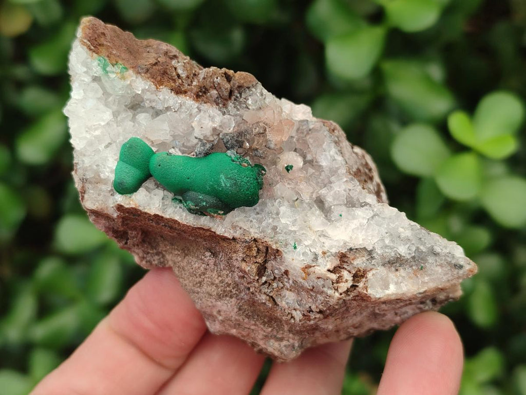 Natural Silky Ball Malachite Specimens with Drusy Quartz on Dolomite Matrix x 3 From Mindingi Mine, Kambove, Congo