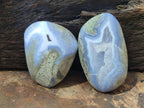 Polished and Natural Blue Lace Agate Free Forms x 7 From Nsanje, Malawi