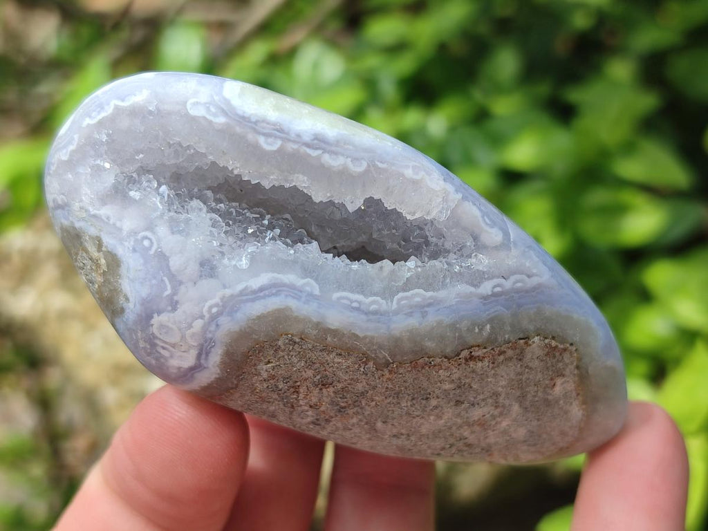 Polished and Natural Blue Lace Agate Free Forms x 7 From Nsanje, Malawi