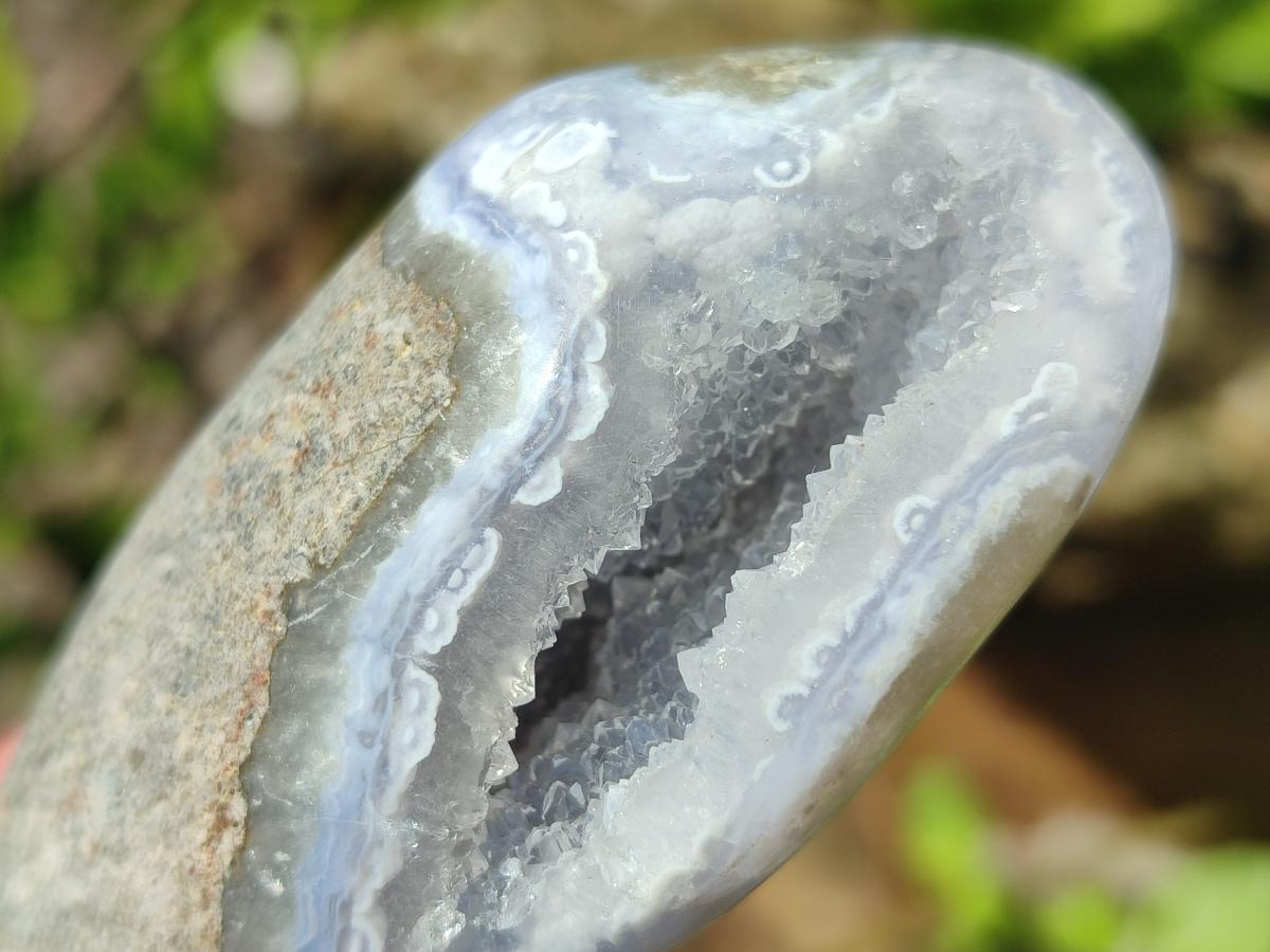 Polished and Natural Blue Lace Agate Free Forms x 7 From Nsanje, Malawi