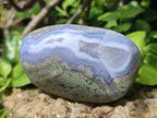 Polished and Natural Blue Lace Agate Free Forms x 7 From Nsanje, Malawi