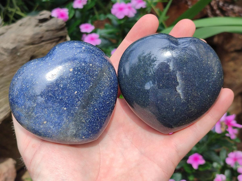 Polished Lazulite Hearts x 6 From Madagascar