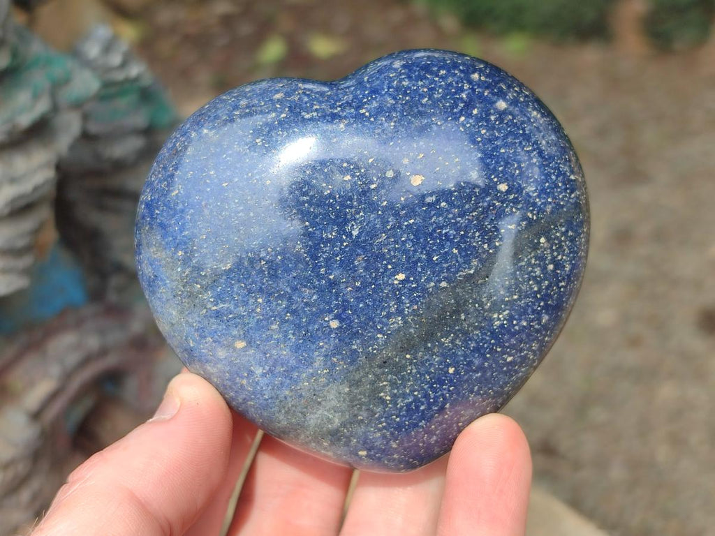 Polished Lazulite Hearts x 6 From Madagascar