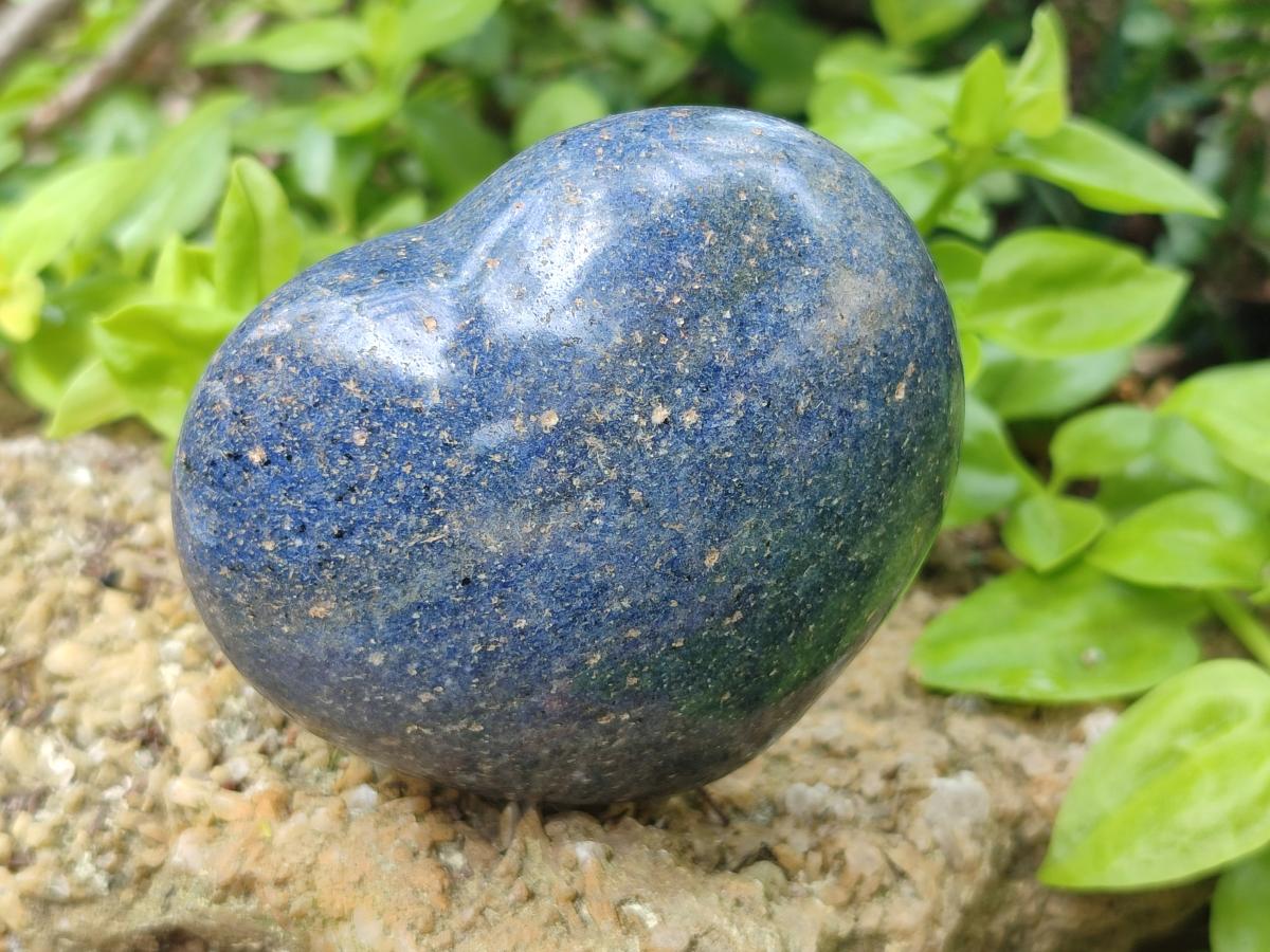 Polished Lazulite Hearts x 6 From Madagascar
