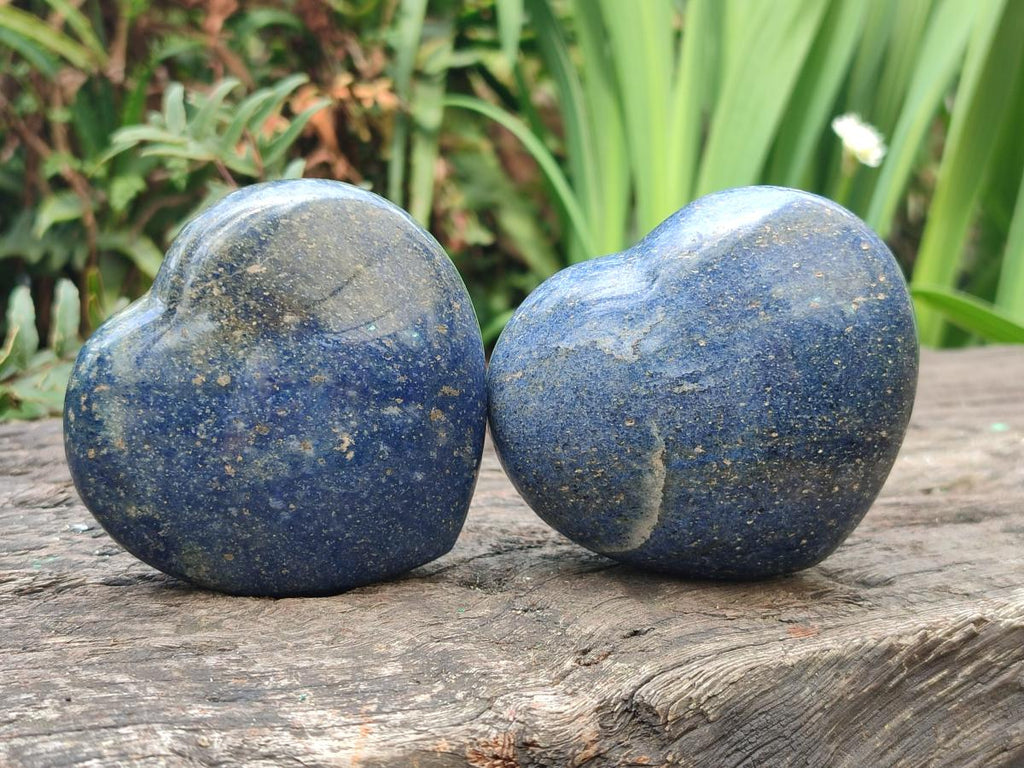 Polished Lazulite Hearts x 6 From Madagascar