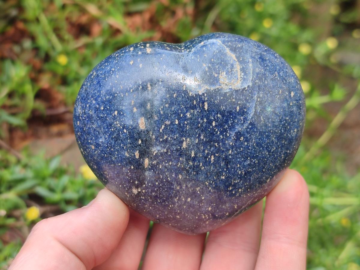 Polished Lazulite Hearts x 6 From Madagascar