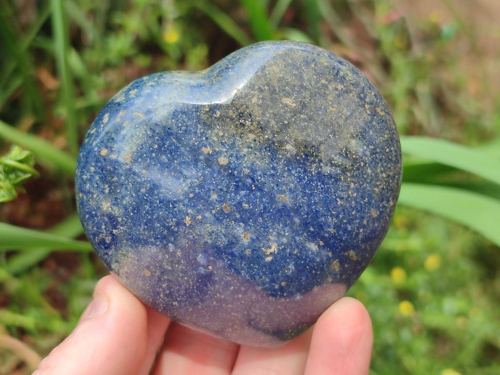 Polished Lazulite Hearts x 6 From Madagascar