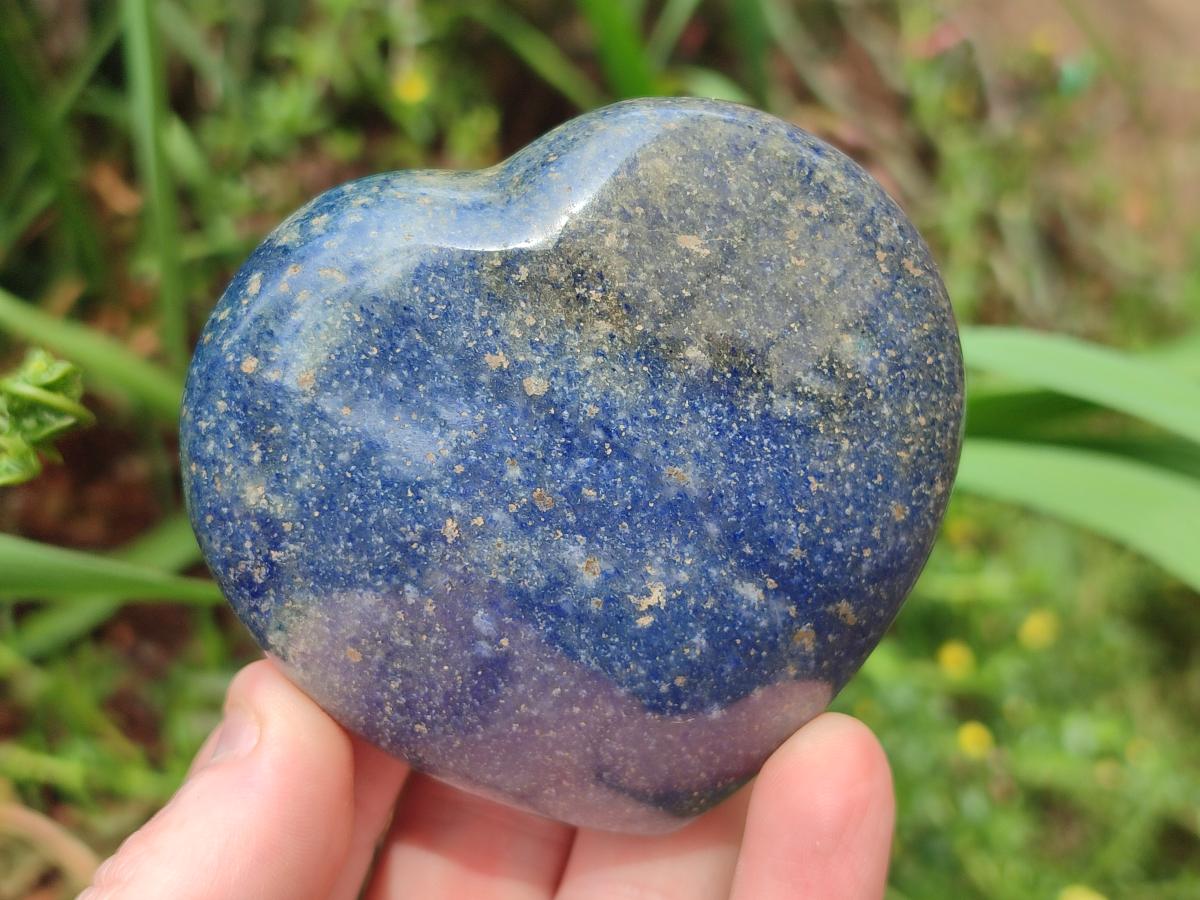 Polished Lazulite Hearts x 6 From Madagascar