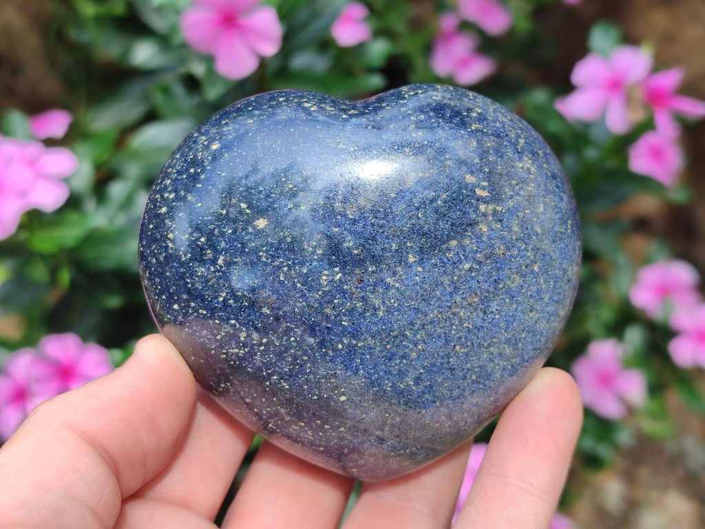 Polished Lazulite Hearts x 6 From Madagascar