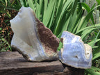 Natural Large Blue Lace Agate Geode and Vug Specimens x 2 From Nsanje, Malawi