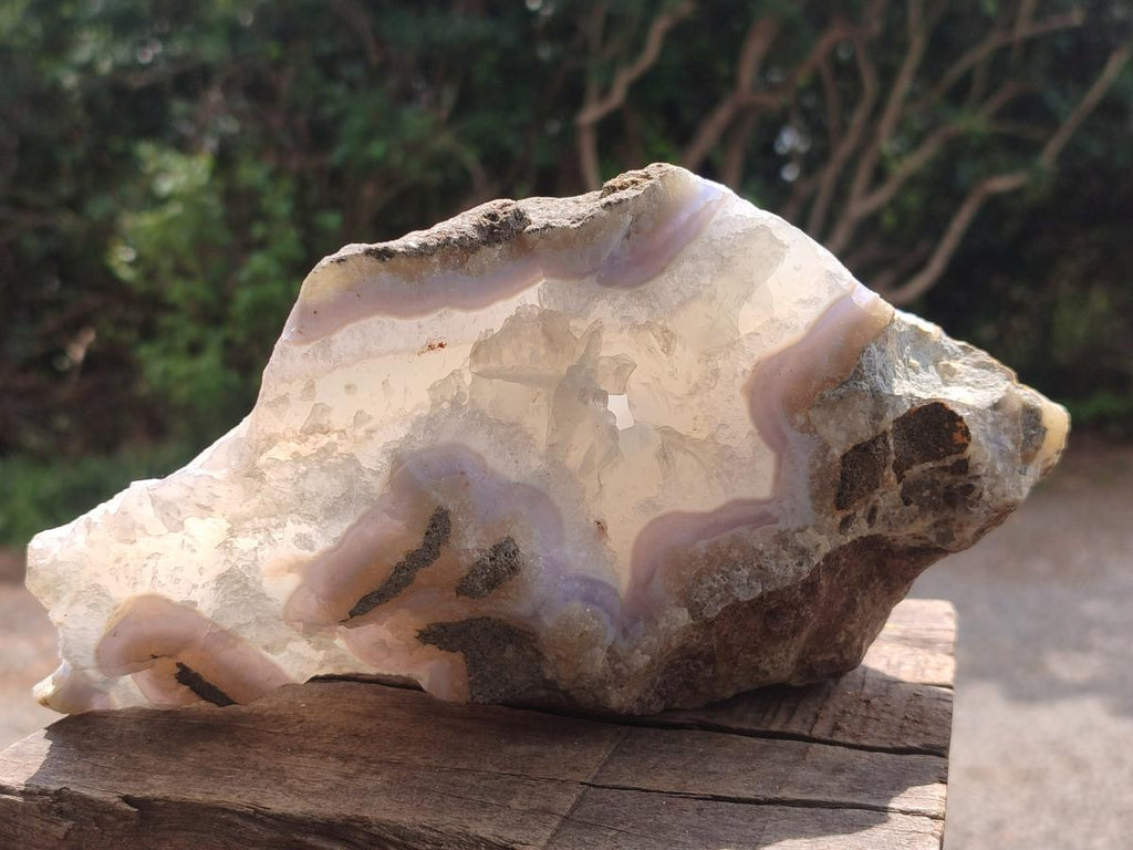 Natural Large Blue Lace Agate Geode and Vug Specimens x 2 From Nsanje, Malawi