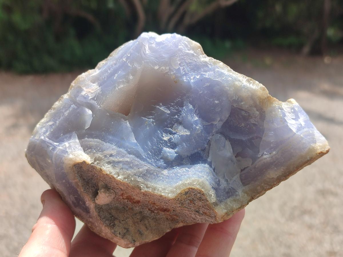 Natural Large Blue Lace Agate Geode and Vug Specimens x 2 From Nsanje, Malawi