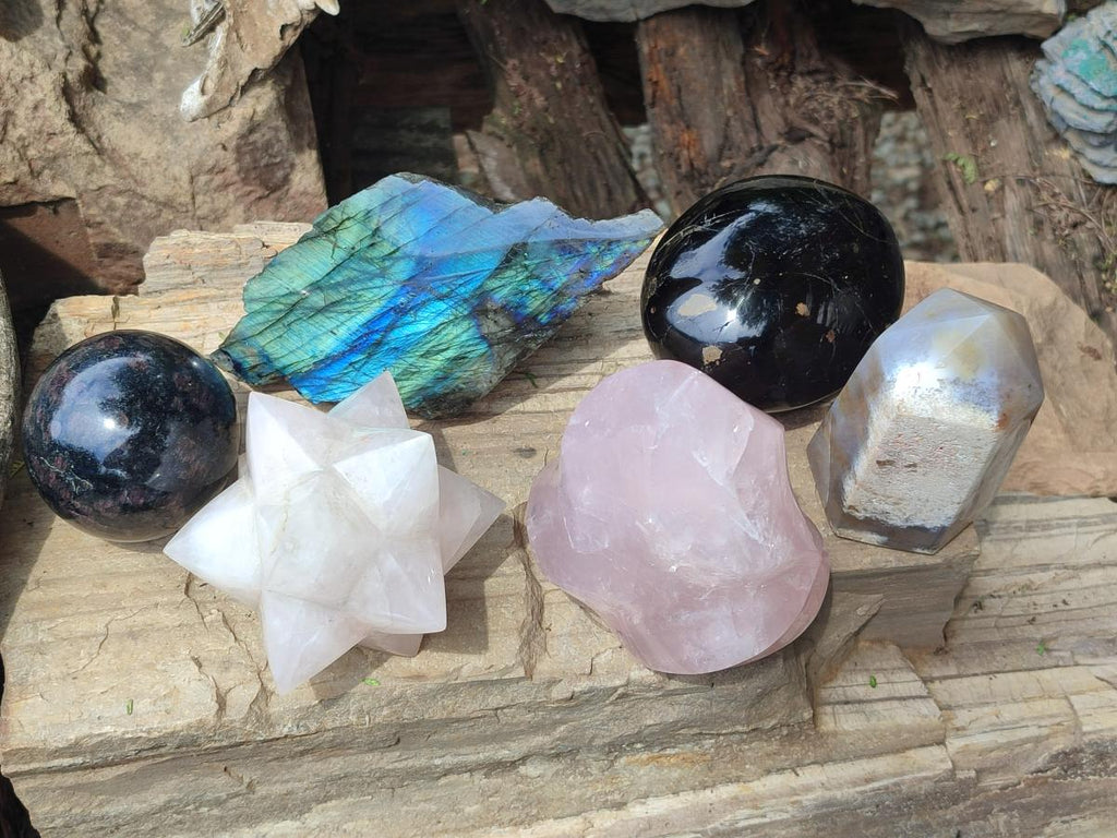 Polished Mix of Multi Mineral Pieces x 6 From Madagascar