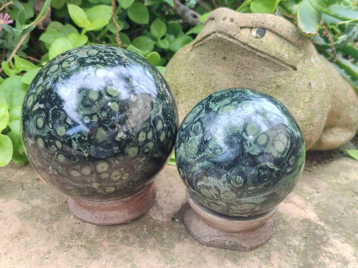 Polished Stromatolite "Kambamba Jasper" Spheres x 2 From Katsepy, Madagascar