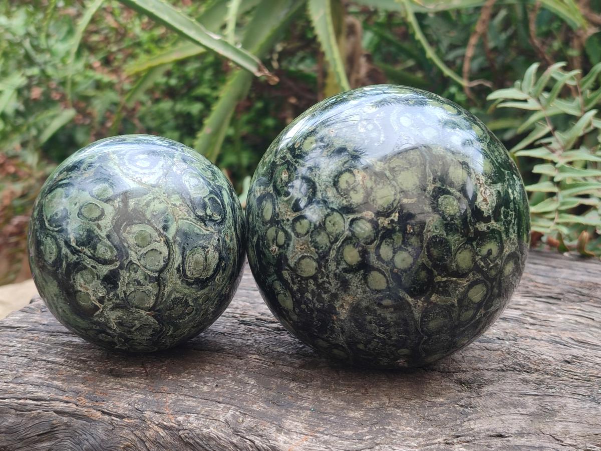 Polished Stromatolite "Kambamba Jasper" Spheres x 2 From Katsepy, Madagascar