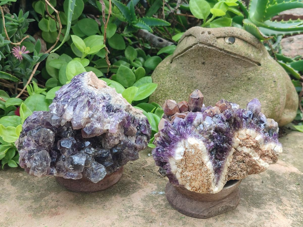Natural Dark Chevron Amethyst Clusters x 12 From Mapatizya, Zambia