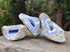 Natural Blue Lace Agate Geode Specimens x 24 From Nsanje, Malawi