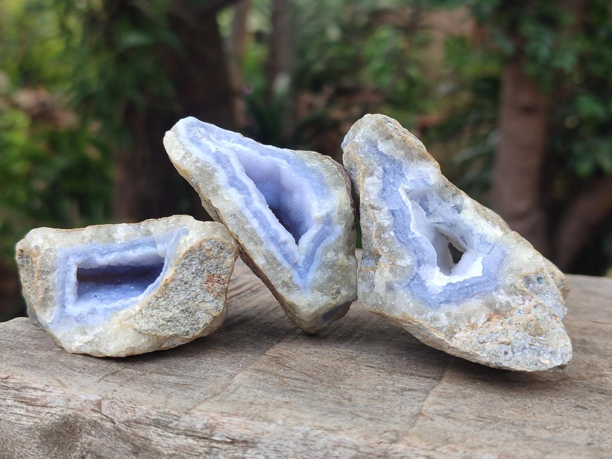 Natural Blue Lace Agate Geode Specimens x 24 From Nsanje, Malawi