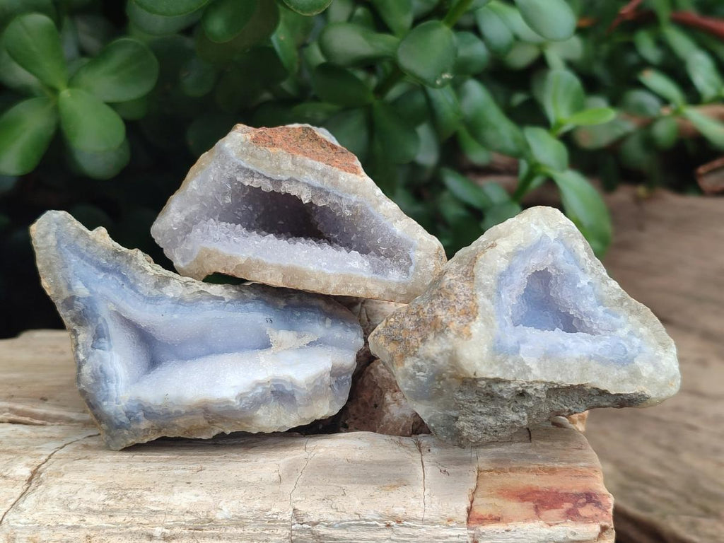 Natural Blue Lace Agate Geode Specimens x 24 From Nsanje, Malawi