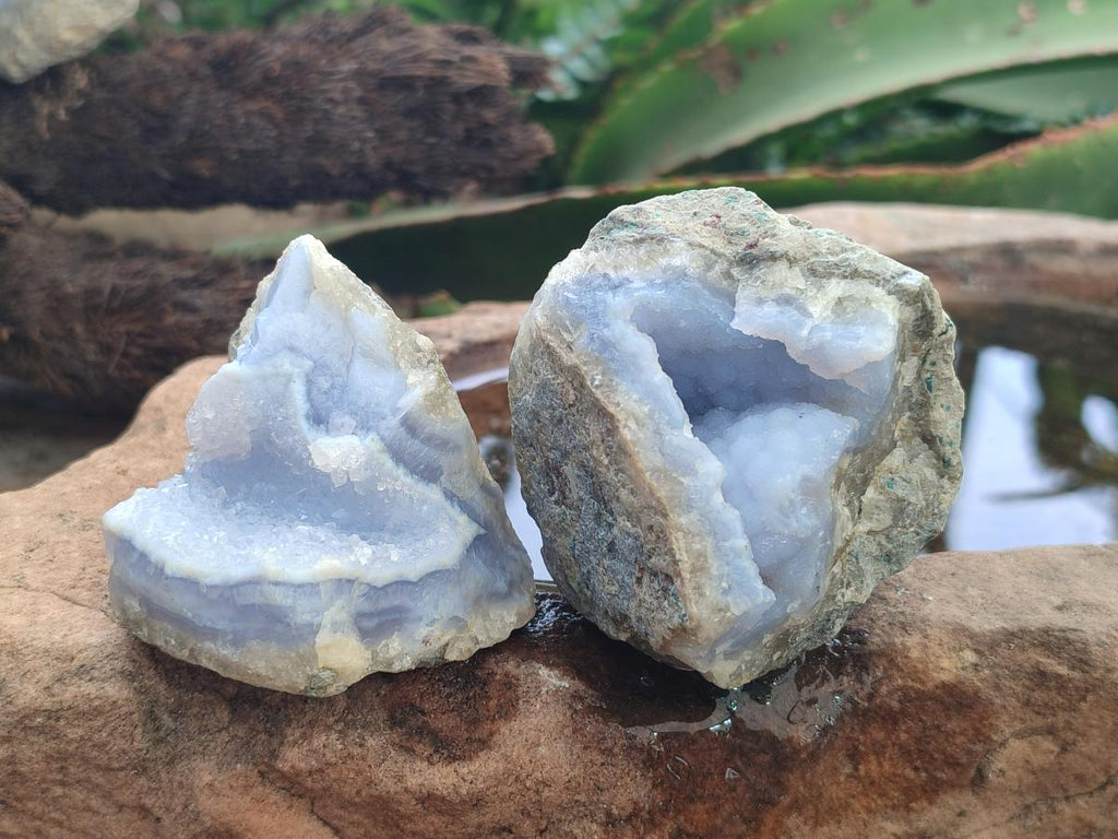 Natural Blue Lace Agate Geode Specimens x 24 From Nsanje, Malawi