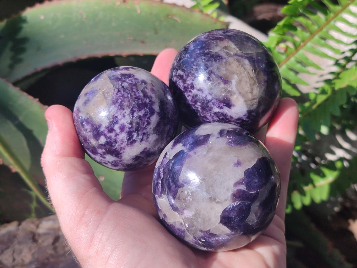 Polished Large Silver Leaf Lepidolite Spheres x 6 From Zimbabwe