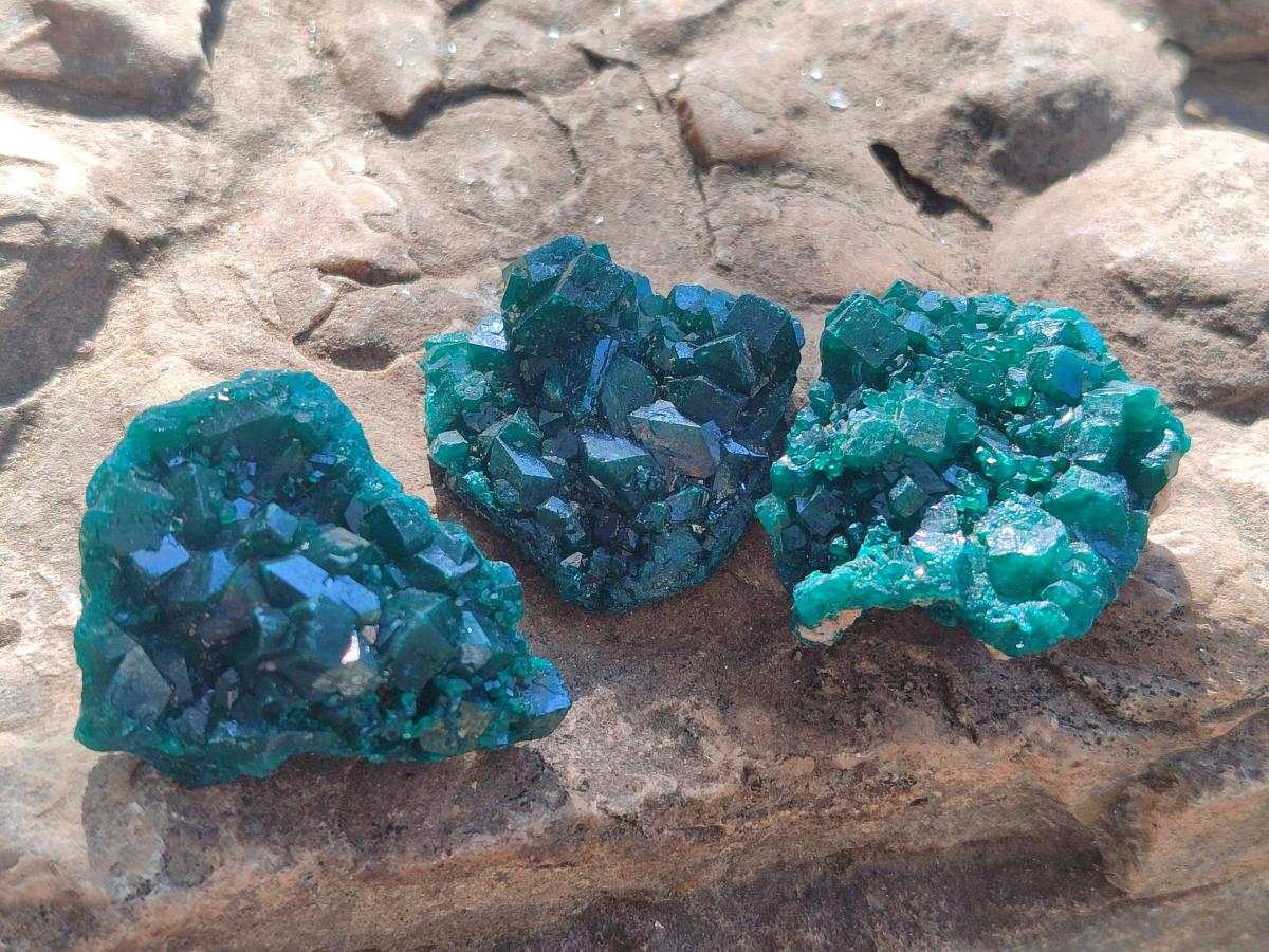 Natural Dioptase Specimens on Dolomite Matrix x 12 From Tantara Mine, Congo