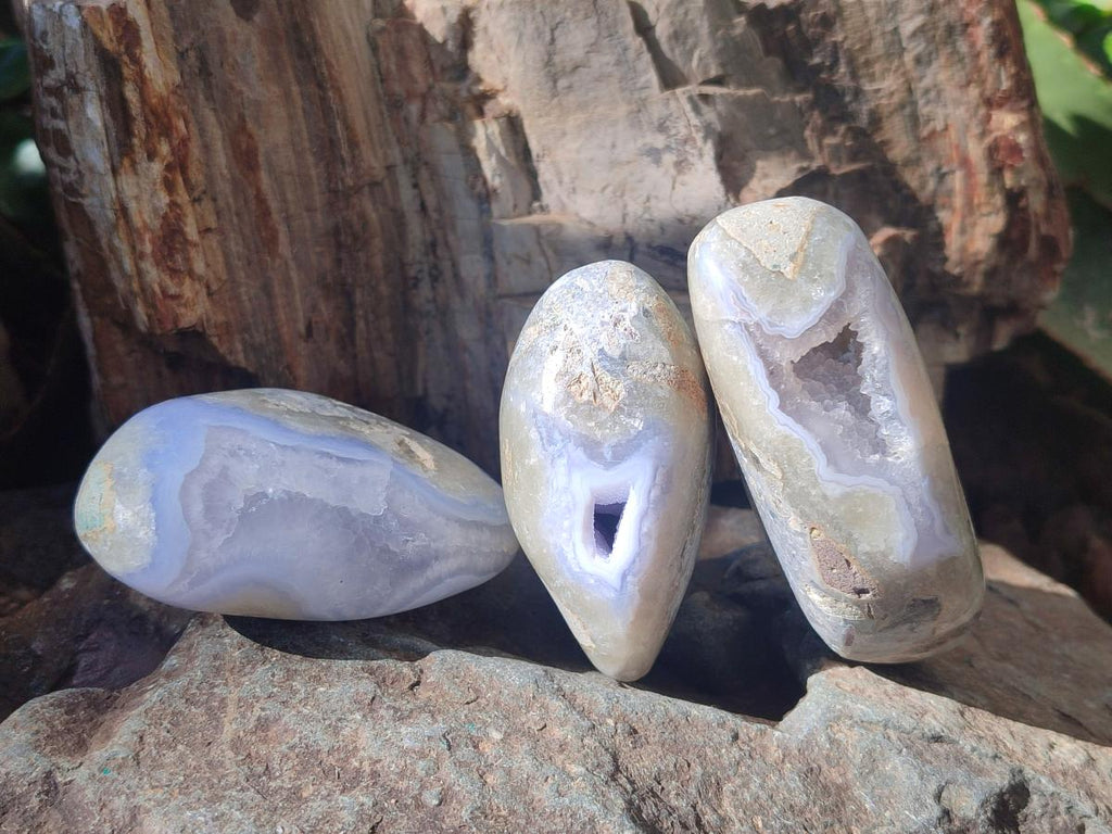 Polished and Natural Blue Lace Agate Free Forms x 6 From Nsanje, Malawi