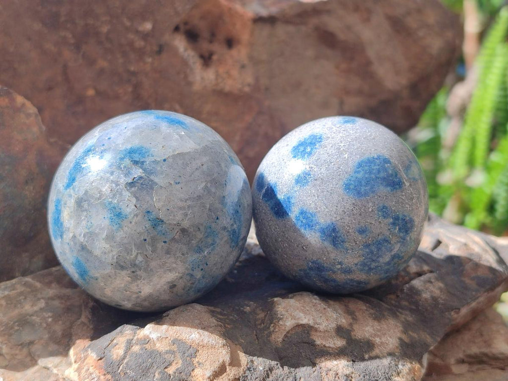 Polished Blue Spotted Spinel in Quartz Spheres x 6 From Madagascar