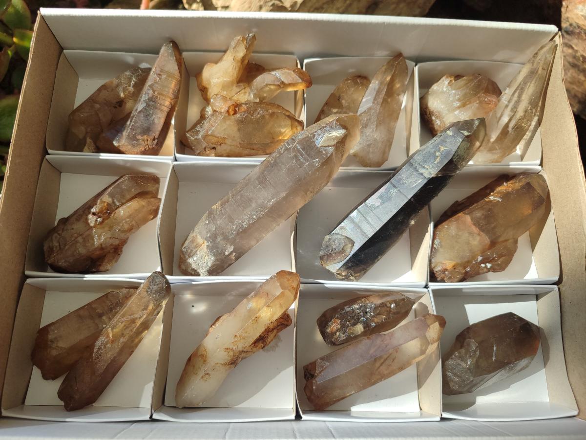 Natural Smokey Quartz Crystals x 18 From Zomba Plateau, Malawi