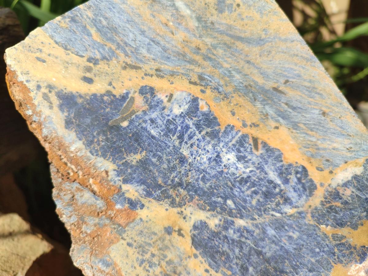 Polished and Natural Sodalite Slices x 2 From Kunene River, Namibia
