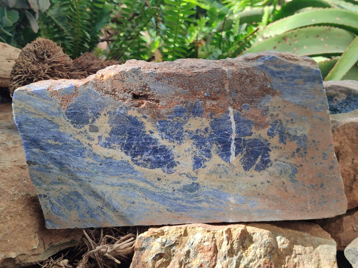 Polished and Natural Sodalite Slices x 2 From Kunene River, Namibia