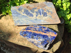 Polished and Natural Sodalite Slices x 2 From Kunene River, Namibia