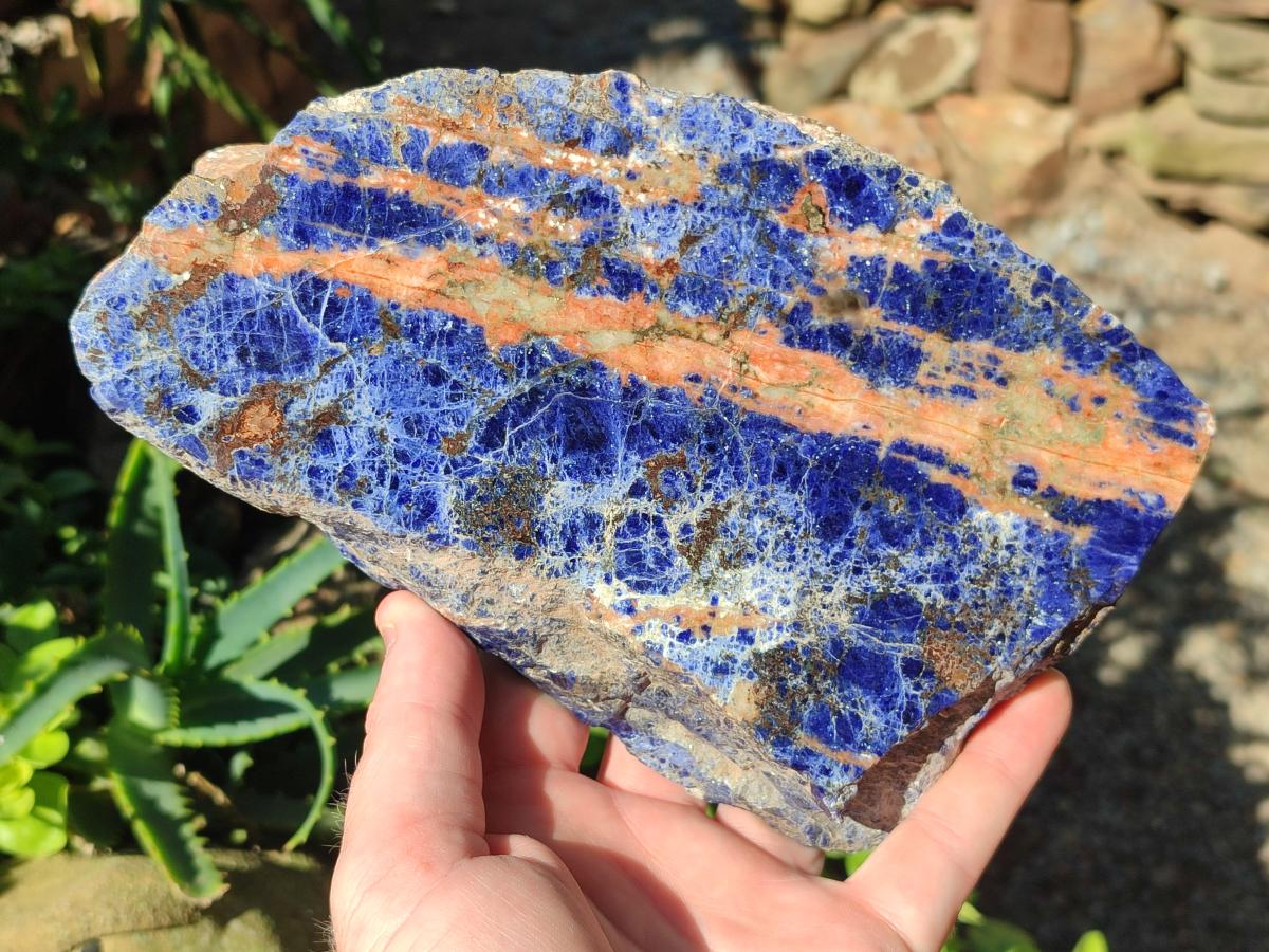 Polished and Natural Sodalite Slices x 2 From Kunene River, Namibia