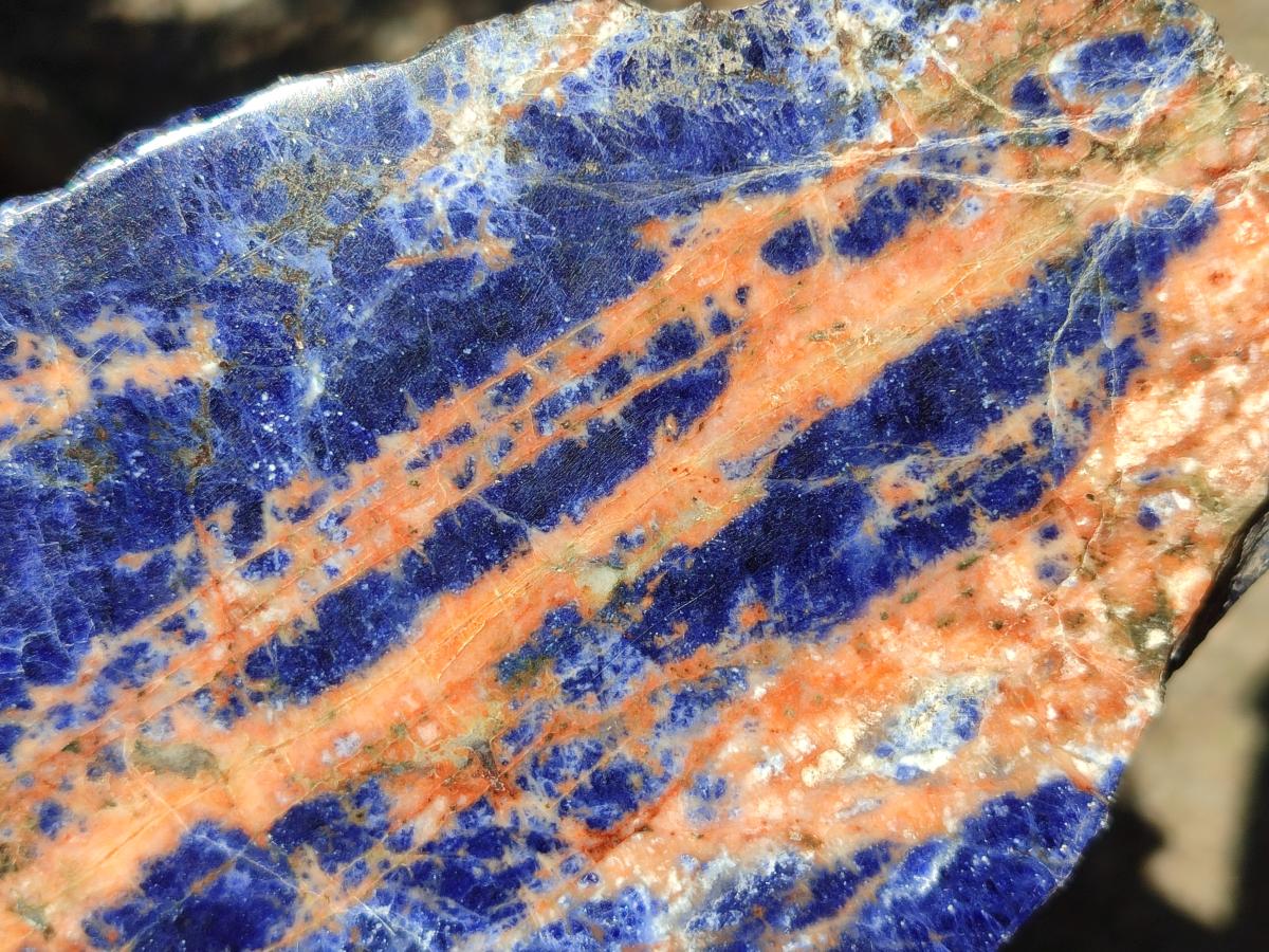Polished and Natural Sodalite Slices x 2 From Kunene River, Namibia