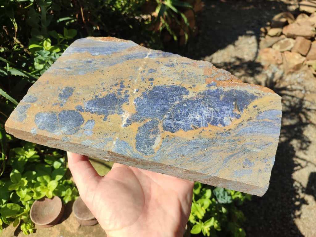 Polished and Natural Sodalite Slices x 2 From Kunene River, Namibia