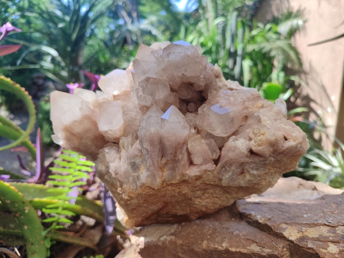 Natural Large Cascading White Phantom Smokey Luena Quartz Cluster x 1 From Luena, Congo