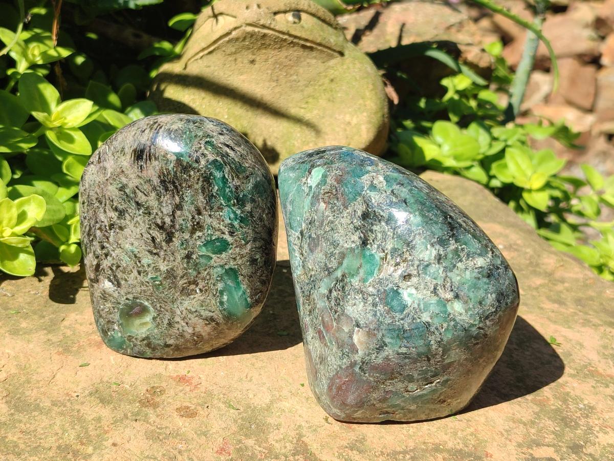 Polished Emerald Mica 'Mutokolite' Standing Display Pieces x 2 From Mutoko, Zimbabwe
